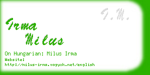 irma milus business card